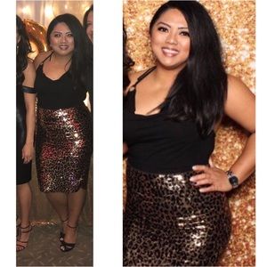 Michael Kors Leopard Sequins midi skirt